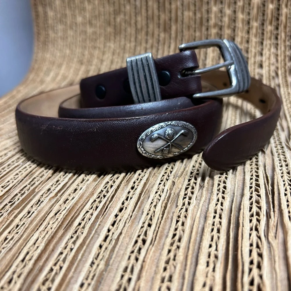 Vintage Brown Leather Golf Belt